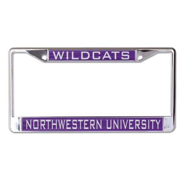 Northwestern University Wildcats Chrome License Plate Frame with Laser Cut Acrylic Purple Wildcats & Northwestern University Insert