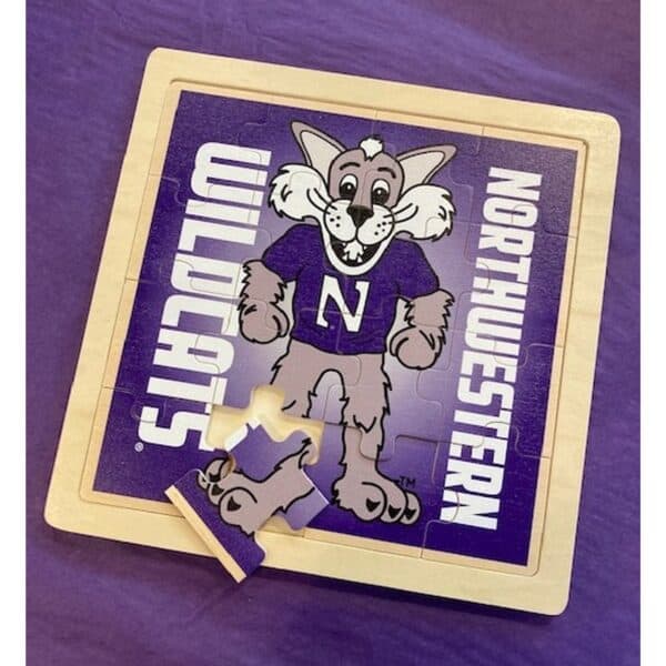 Northwestern University Wildcats Willie The Wildcat Wood Jigsaw Puzzle
