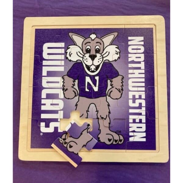 Northwestern University Wildcats Willie The Wildcat Wood Jigsaw Puzzle-2