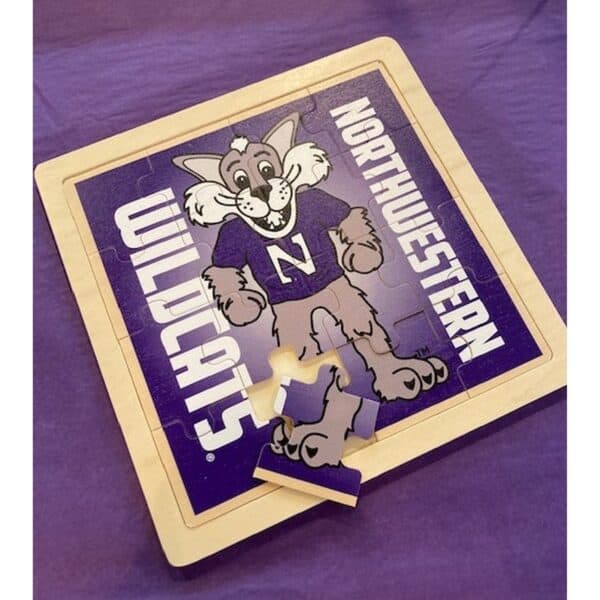 Northwestern University Wildcats Willie The Wildcat Wood Jigsaw Puzzle-3