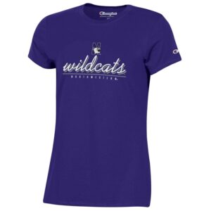 Northwestern University Wildcats Champion Ladies Purple Tee Shirt with Specialty Foil Design