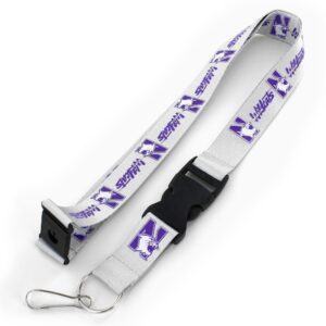 Northwestern University Wildcats 1" Silver Lanyard w/detachable buckle
