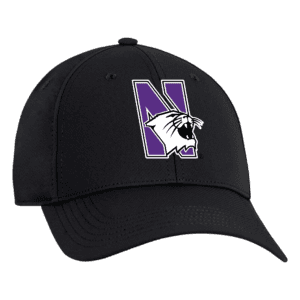 Northwestern University Wildcats Ahead Constructed Performance Black Velcro Back Hat with N-Cat Design