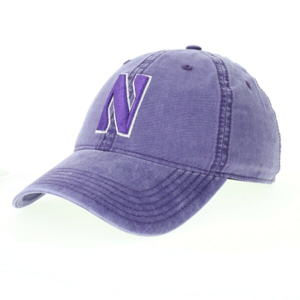 Northwestern University Wildcats Super Light Weight Legacy Unconstructed Adjustable Vintage Washed Purple Terra Twill Hat with Stylized N Design