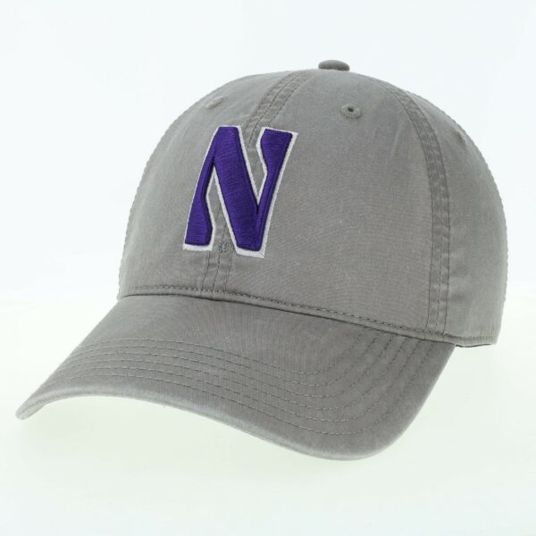 Northwestern University Wildcats Super Light Weight Legacy Unconstructed Adjustable Vintage Washed Storm Grey Terra Twill Hat with Stylized N Design