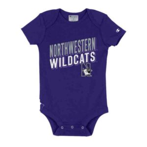 Northwestern University Wildcats Infant Purple Bodysuit Onesie with Slanted Northwestern Wildcats Design