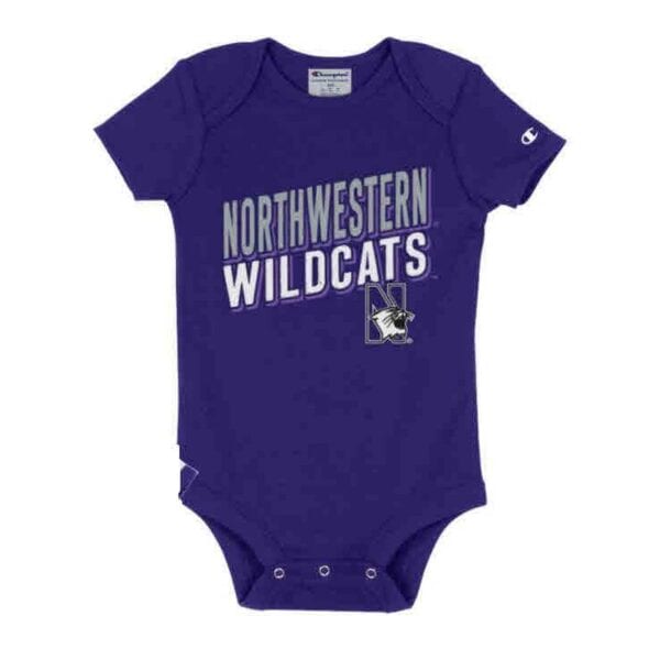 Northwestern University Wildcats Infant Purple Bodysuit Onesie with Slanted Northwestern Wildcats Design