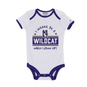 Northwestern University Wildcats Infant White Bodysuit Onesie with I Wanna Be a Wildcat! Design