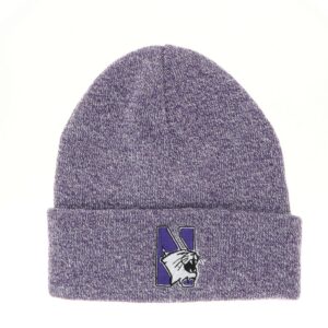 Northwestern University Wildcats Adult Purple Marled Cuffed Knit Cap with N-Cat Design