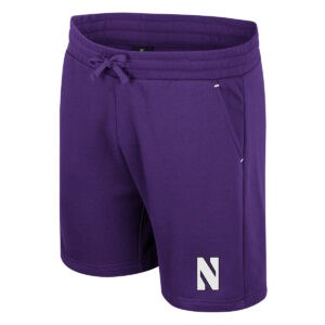 Northwestern University Wildcats Colosseum Men's Trinity Fleece Shorts in Purple and Stylized N design