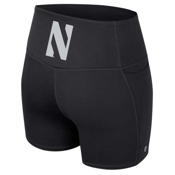 Northwestern University Wildcats Colosseum Women's Sorority Row Black Bike Short with Stylized N Design