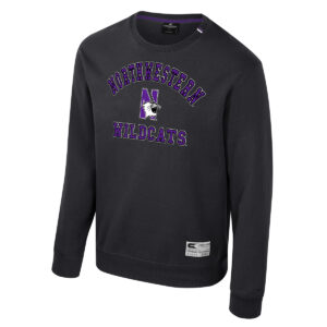 Northwestern University Wildcats Colosseum Men's Zion Black Crewneck Fleece with Design Concept #1