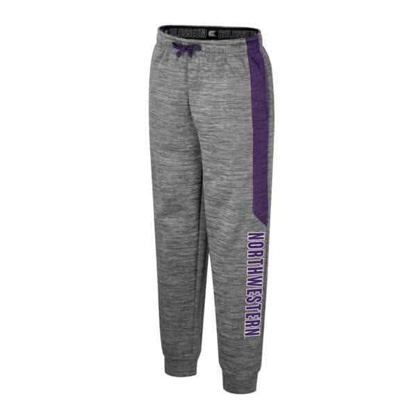 Northwestern University Wildcats Colosseum Youth Rylos Fleece Pant (Nickle Grey/Limited Purple)