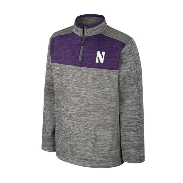 Northwestern University Wildcats Colosseum Youth Rylos 1/4 Zip Fleece (Nickel Grey/Purple)