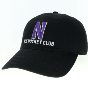 Northwestern University Wildcats Unconstructed Black Cotton Twill Hat with N & Ice Hockey Club Design