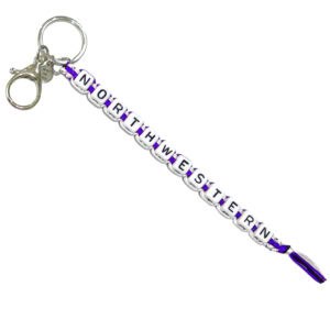Northwestern University Wildcats Box Bead Keychain with Northwestern Lettering