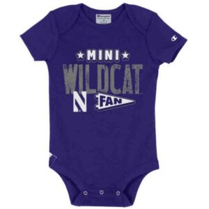 Northwestern University Wildcats Infant Purple Bodysuit Onesie Mini Wildcat Fan Design