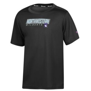 Northwestern University Wildcats Youth Black Champion Short Sleeve Impact Tee