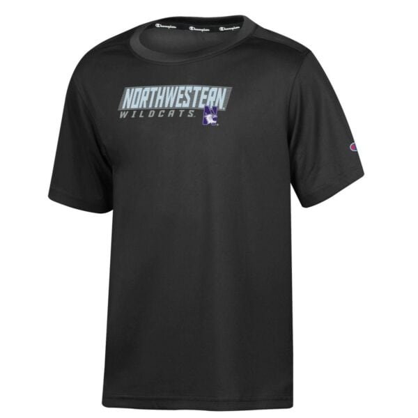 Northwestern University Wildcats Youth Black Champion Short Sleeve Impact Tee