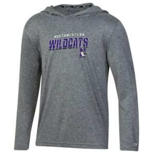 Northwestern University Wildcats Youth Slate Novelty Heathered Champion Impact Long Sleeve Hooded Tee