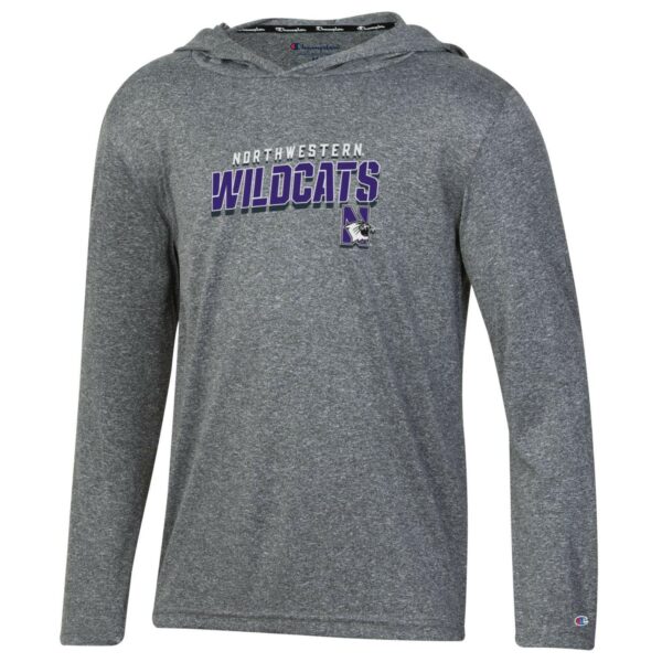 Northwestern University Wildcats Youth Slate Novelty Heathered Champion Impact Long Sleeve Hooded Tee