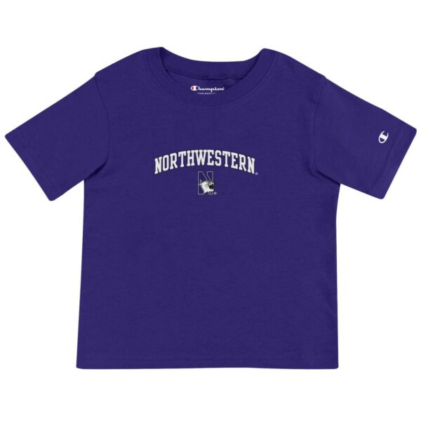Northwestern University Wildcats Toddler Purple Champion Short Sleeve Tee with Arch over N-Cat Design