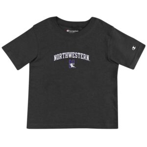 Northwestern University Wildcats Toddler Black Champion Short Sleeve Tee with Arch over N-Cat Design