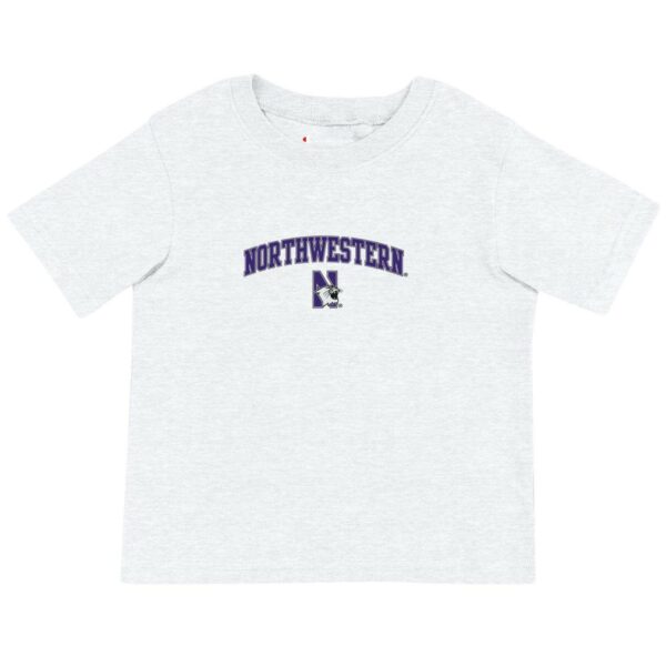 Northwestern University Wildcats Toddler White Champion Short Sleeve Tee with Arch over N-Cat Design