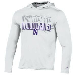 Northwestern University Wildcats Men's White Impact Hooded Long Sleeve Tee