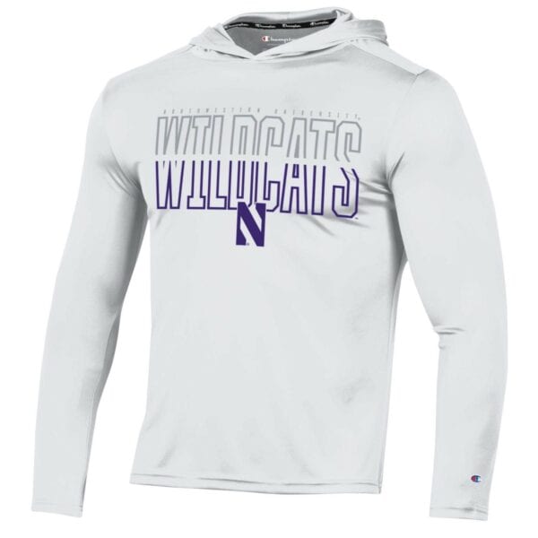 Northwestern University Wildcats Men's White Impact Hooded Long Sleeve Tee