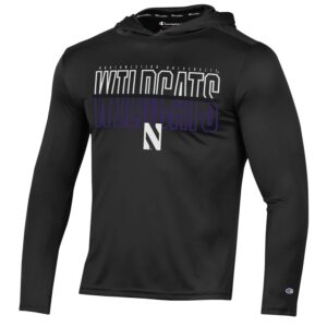 Northwestern University Wildcats Men's Black Impact Hooded Long Sleeve Tee