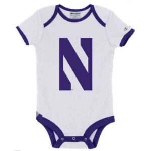 Northwestern University Wildcats Infant White Bodysuit Onesie with Big N Design