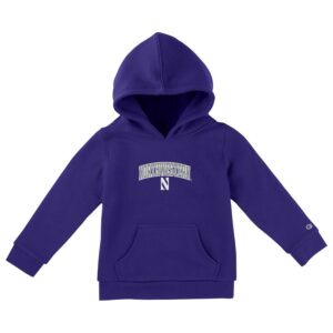 Northwestern University Wildcats Infant/Toddler Purple Champion Hooded Sweatshirt with Arch Northwestern Over N Design