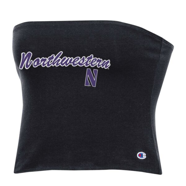 Northwestern University Wildcats Women’s Champion Football Fan Black Tube Top with Arch Over N Design