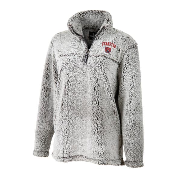 Evanston Wildkits Adult Frosty Grey Sherpa Quarter Zip Pullover Jacket by Boxercraft