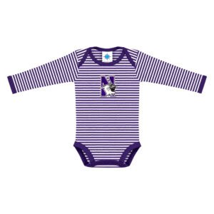 Northwestern University Wildcats Infant Purple & White Stripped Long Sleeve Bodysuit Onesie