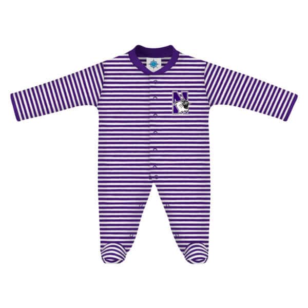 Northwestern University Wildcats Purple & White Stripped Footed Romper