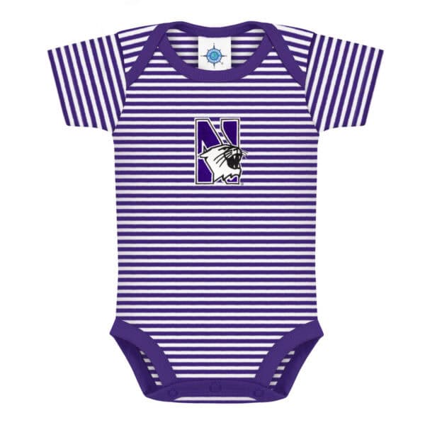 Northwestern University Wildcats Infant Purple & White Stripped Bodysuit Onesie