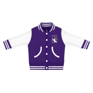 Northwestern University Wildcats Youth Purple/White Letterman Style Jacket With Embroidered N-Cat Design