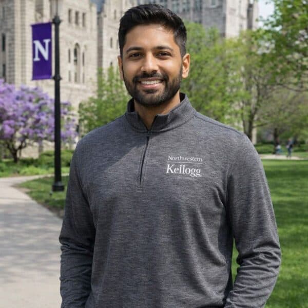 Northwestern I Kellogg Antigua Men's Hunk Black Heather 1/4 Zip Pullover - Image 3