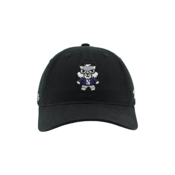Northwestern University Wildcats Zephyr Unconstructed Adjustable Black Hat with Tokyodachi Willie the Wildcat Design - Image 5