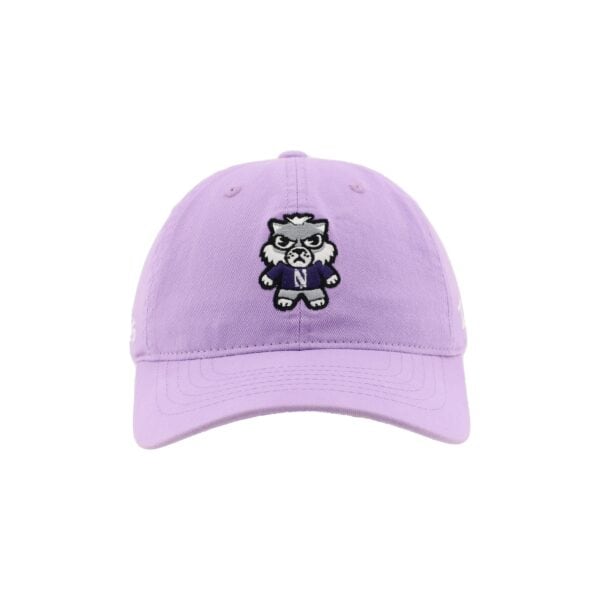 Northwestern University Wildcats Zephyr Unconstructed Adjustable Lilac Hat with Tokyodachi Willie the Wildcat Design - Image 5
