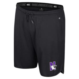 Northwestern University Wildcats Colosseum Men's Things Happen Black Shorts with N-Cat Design