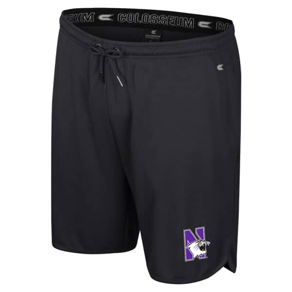 Northwestern University Wildcats Colosseum Men's Things Happen Black Shorts with N-Cat Design