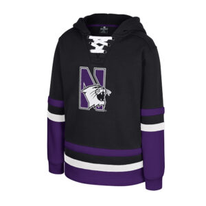Northwestern University Wildcats Colosseum Youth Gunstar Lace Up Hockey Hoodie (Black/Purple)