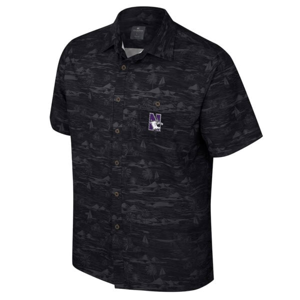 Northwestern University Wildcats Colosseum Men's Ozark Black Camp Shirt