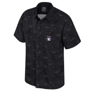 Northwestern University Wildcats Colosseum Men's Atmosphere Black Camp ShirtÂ