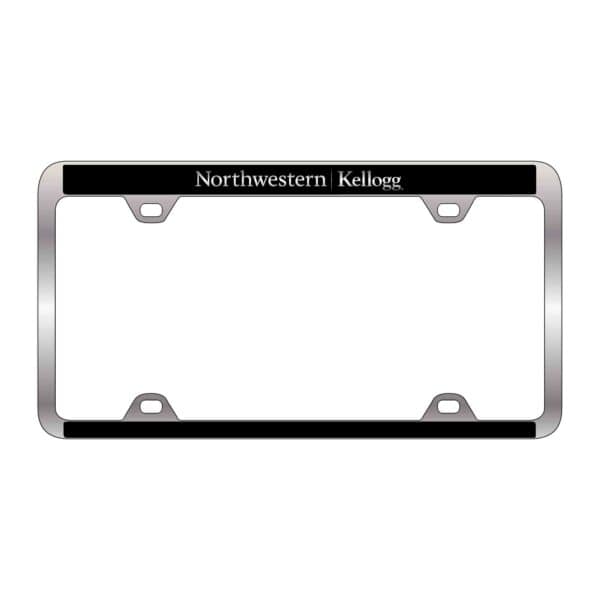 Northwestern I Kellogg CB-51 Series Laser Engraved Two Tone Chrome/Black License Plate Frame