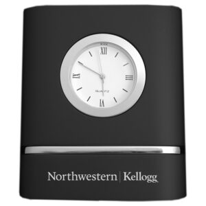 Northwestern | Kellogg Laser Engraved Black Trillium Two-Toned Desk Clock