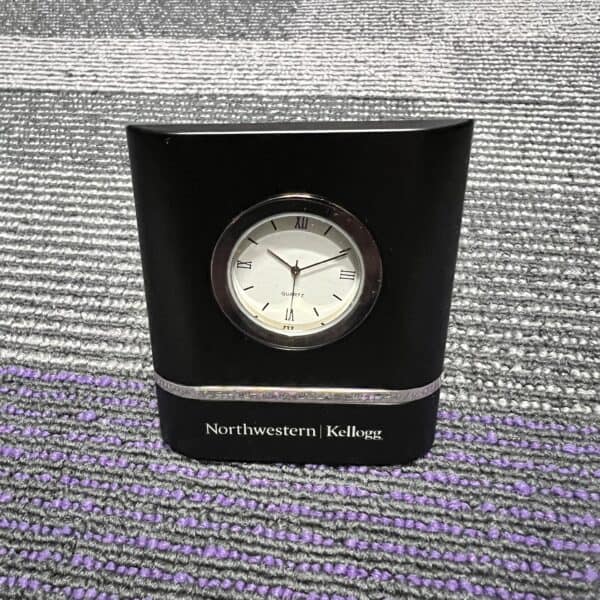 Northwestern | Kellogg Laser Engraved Black Trillium Two-Toned Desk Clock - Image 2